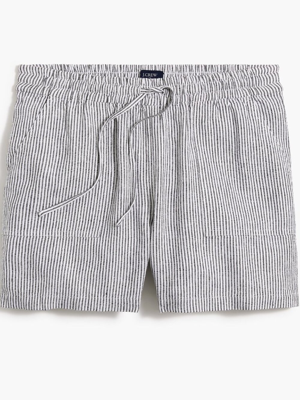 J. Crew Black & White Striped Linen-Blend Drawstring Short/NWT/XXL